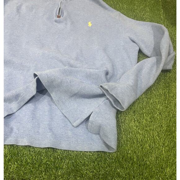 Polo by Ralph Lauren Men’s 1/4 Zip Sweater Light Blue Long Sleeve Collar Large - Picture 5 of 11